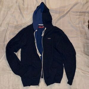Vans Men's Black and Blue Zip-Up Hoodie